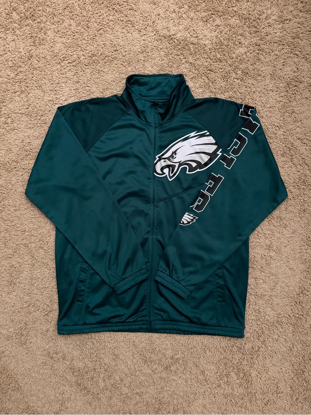 Philadelphia Eagles G-III Sports Track Full-Zip Raglan Jacket Midnight Green 2XL